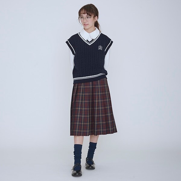 【AMI】ミドル丈チェックプリーツスカート