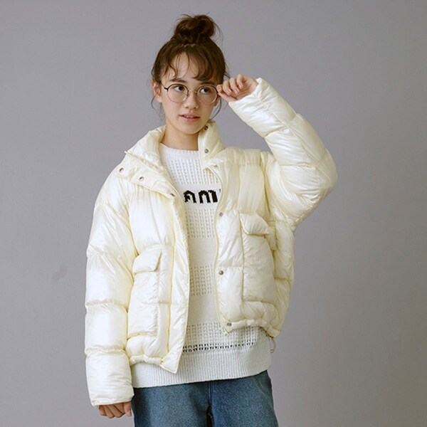 【AMI】【撥水】【家庭洗濯可】シャイニ‐パテッドブルゾン