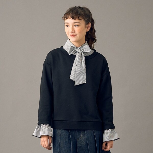 【AMI】ボートネックプルオーバー　ボウタイブラウスセット