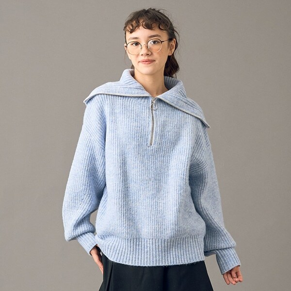 【AMI】セーラージップニットプルオーバー