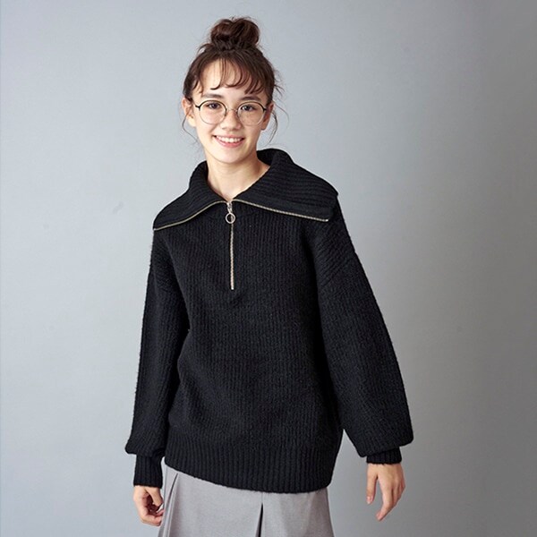 【AMI】セーラージップニットプルオーバー