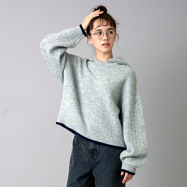 【AMI】ケーブルニットパーカ