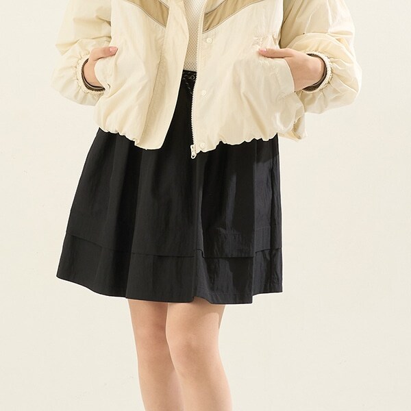 【Cuugal掲載】【AMI】【撥水】ウエストリブ裾タックスカート