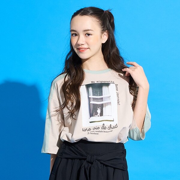 【AMI】バイカラー転写ビッグTシャツ