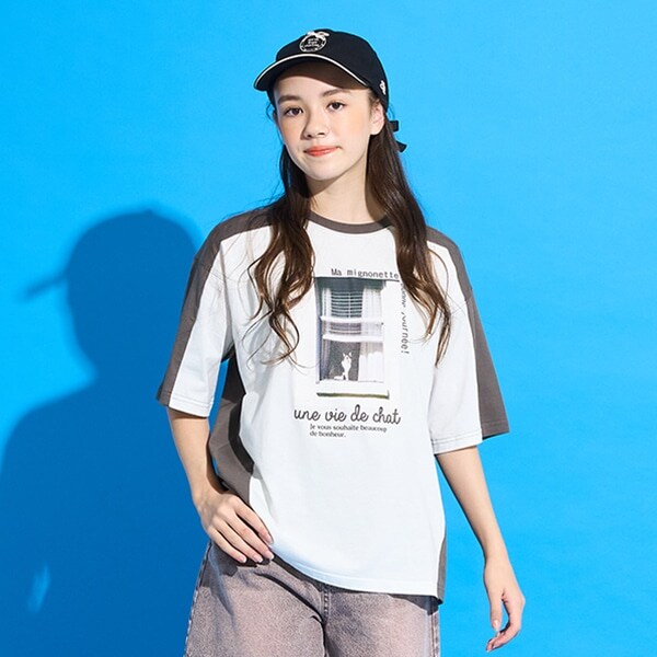 【AMI】バイカラー転写ビッグTシャツ