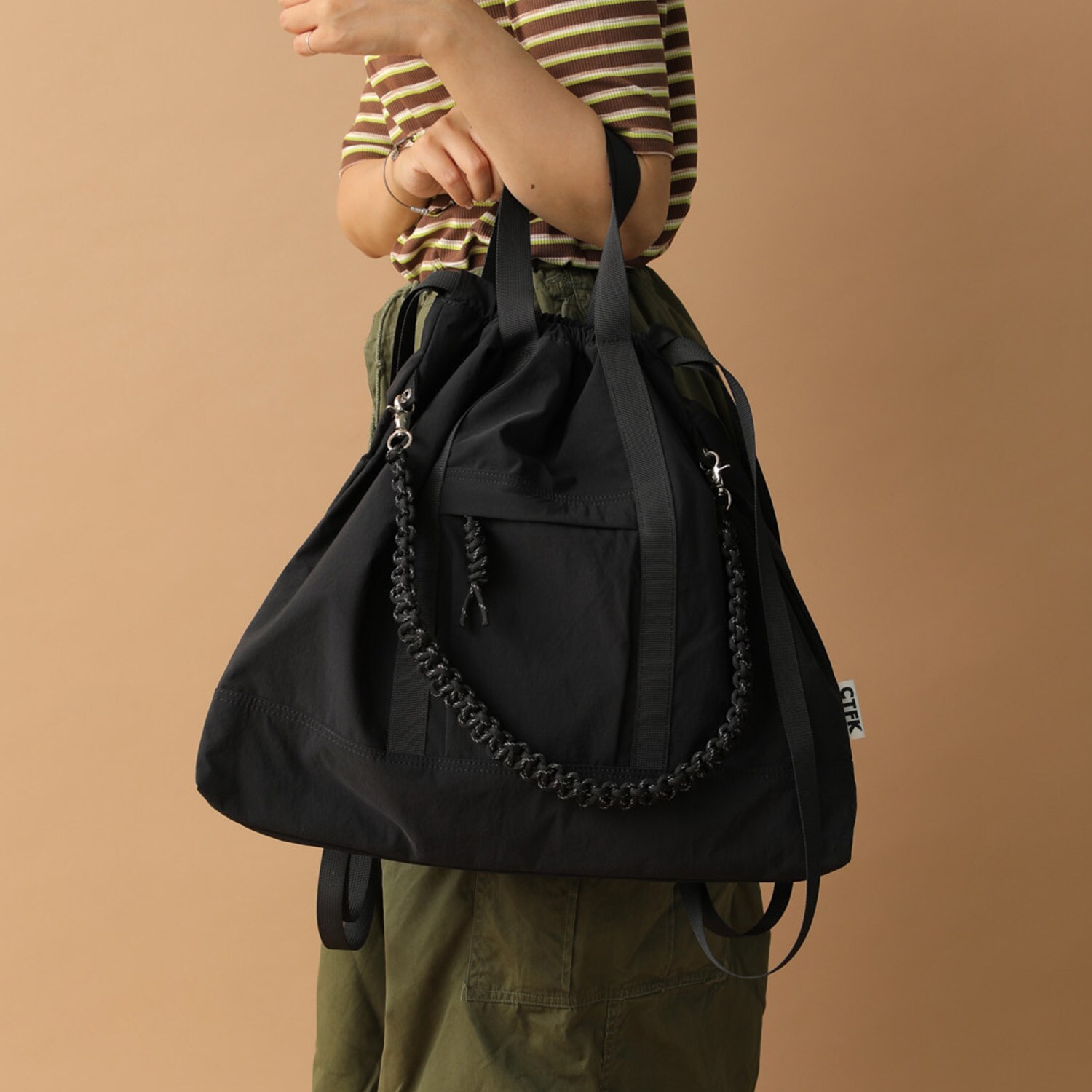 【キャセリーニ】ナイロン3WAYスクエアトート