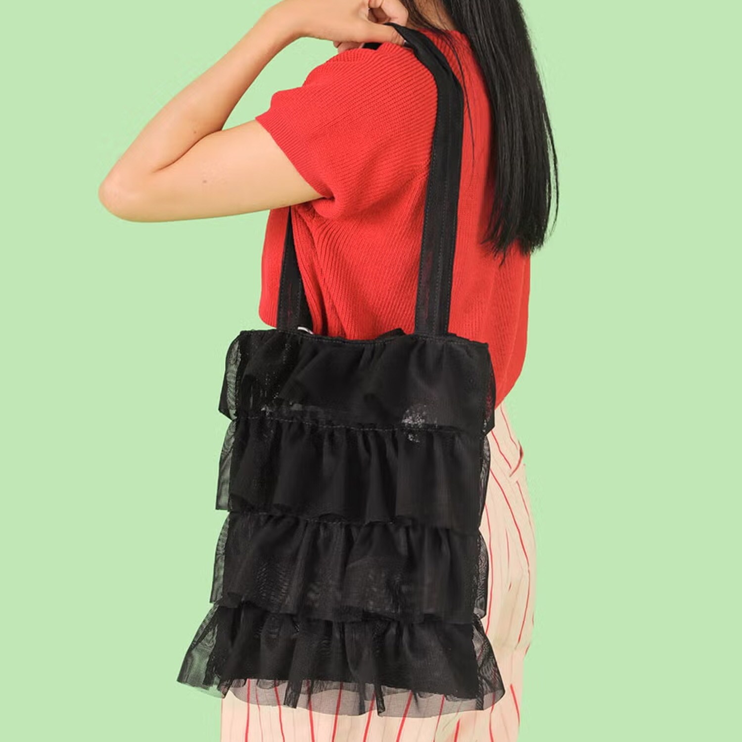 【キャセリーニ】メッシュフリルトート