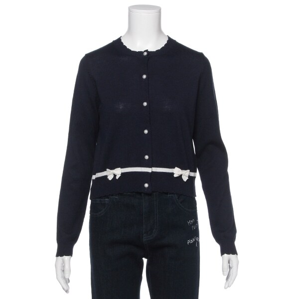 UVケア リボンスカラップカーディガン