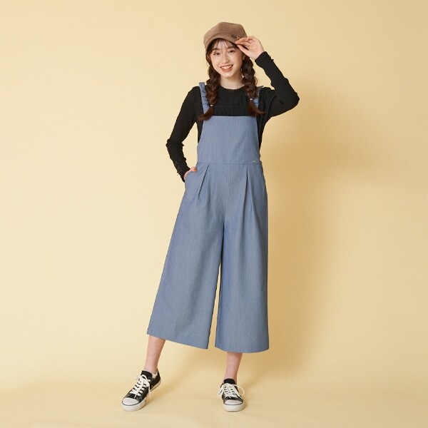 タックワイドサロペットパンツ