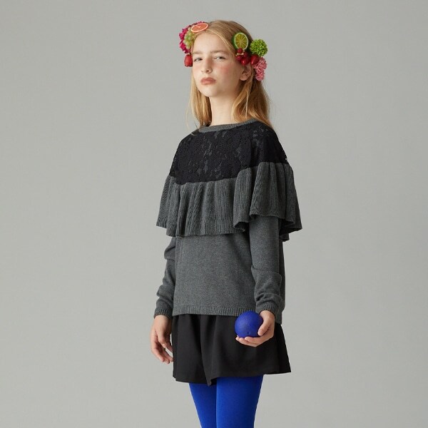 【AMI】 レース付つきニット