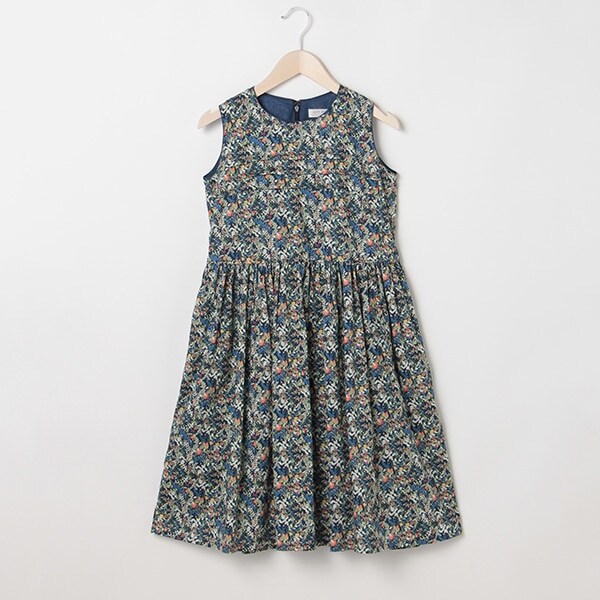 リバティプリントノースリーブワンピース