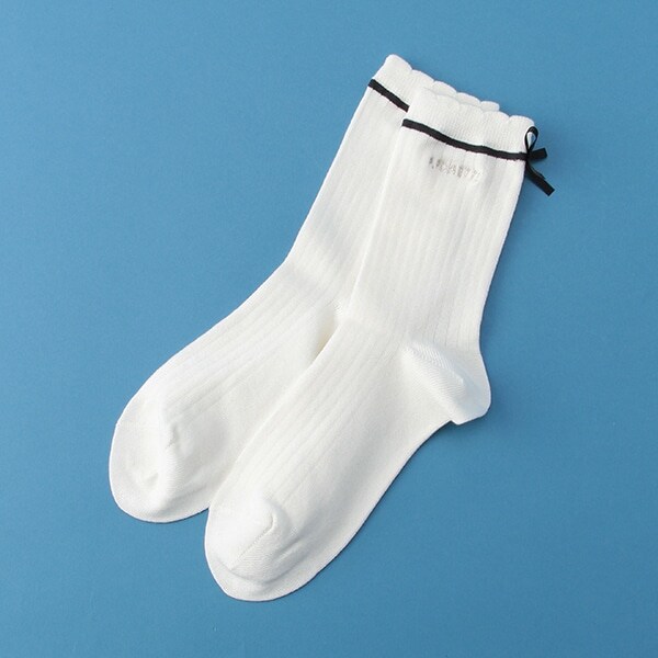 後ろリボンクルーソックス