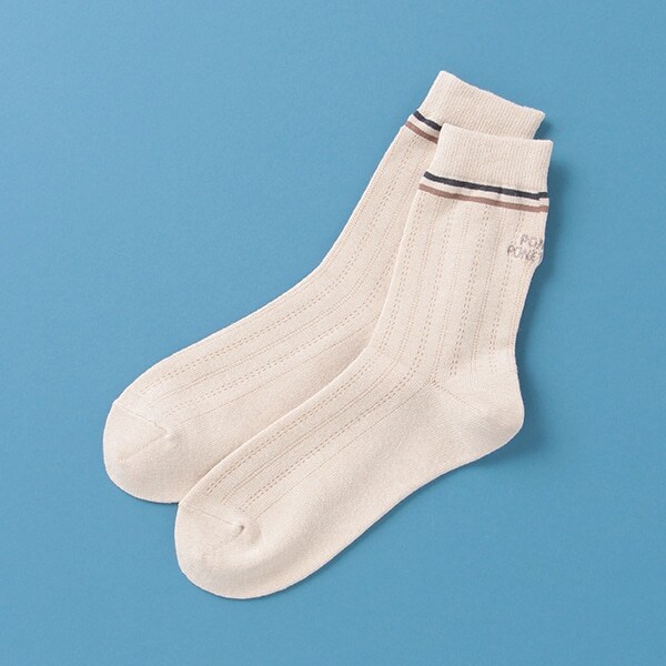 抗菌防臭 配色ライン入りクルーソックス