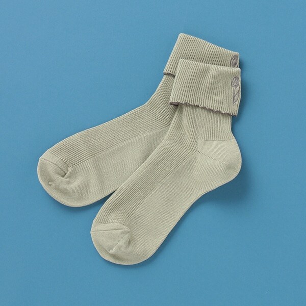 スカラップ折り返しリブクルーソックス