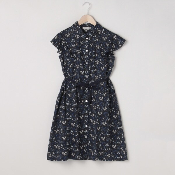 リバティプリントAラインシャツワンピース
