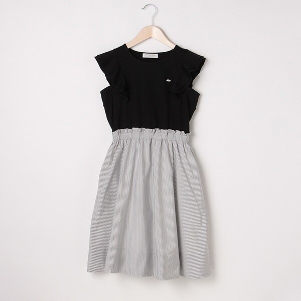 フリル袖ドッキングワンピース