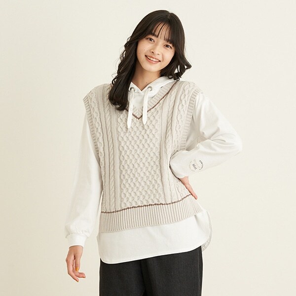 ニットベスト+Tパーカセット