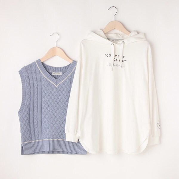 ニットベスト+Tパーカセット