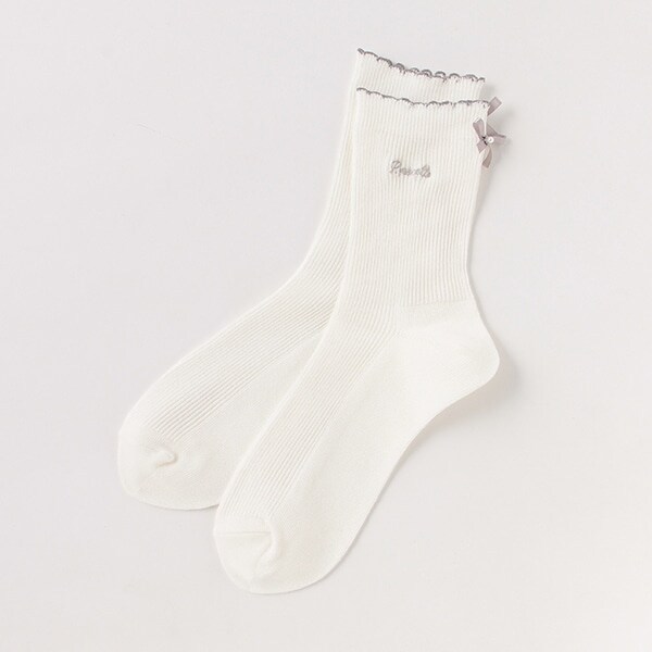 バックリボンクルーソックス【日本製】