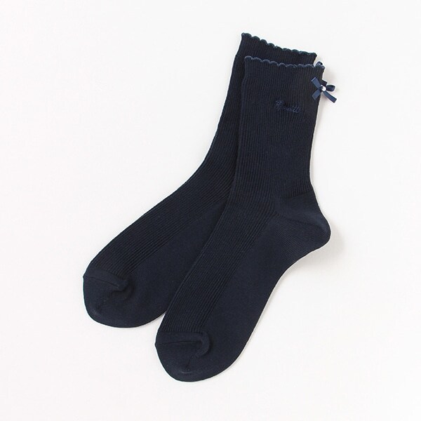 バックリボンクルーソックス【日本製】