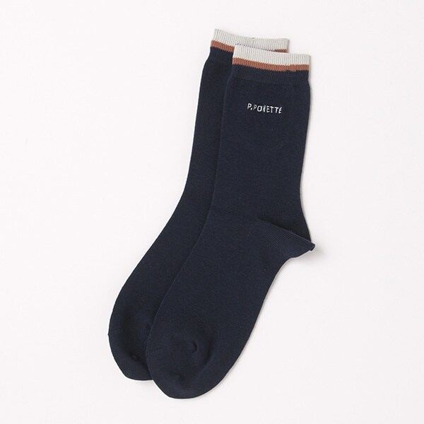 ライン入りクルーソックス【日本製】