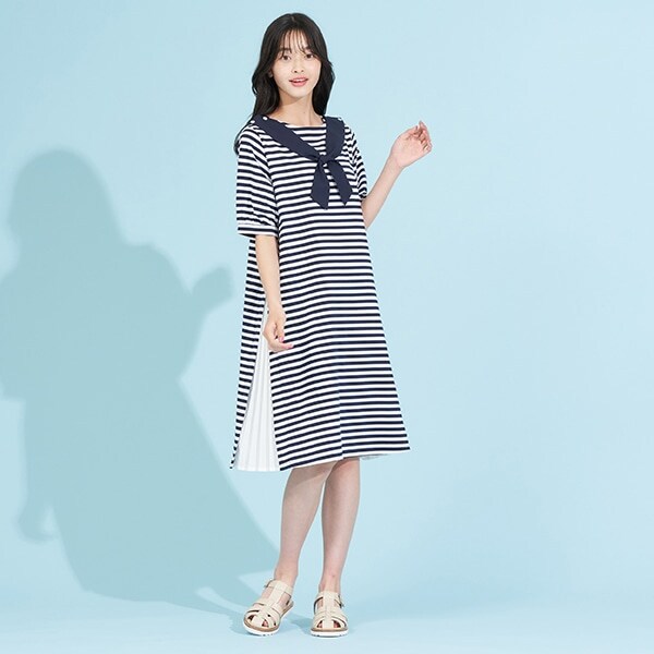 ボーダーマリンカットワンピース