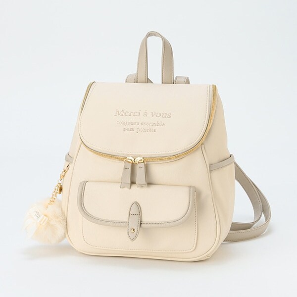 ファーチャームつきバケツ型リュック