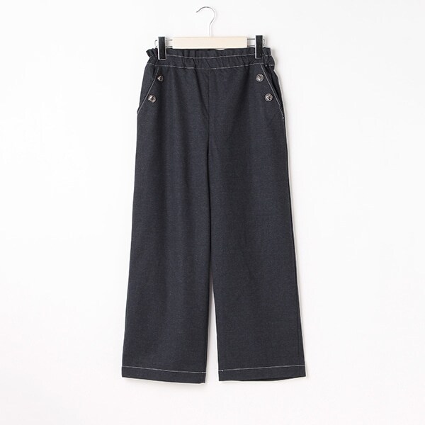 釦ストレートワイドパンツ