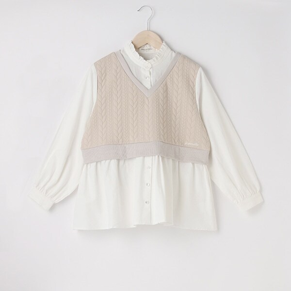 ベストレイヤード風チュニックブラウス