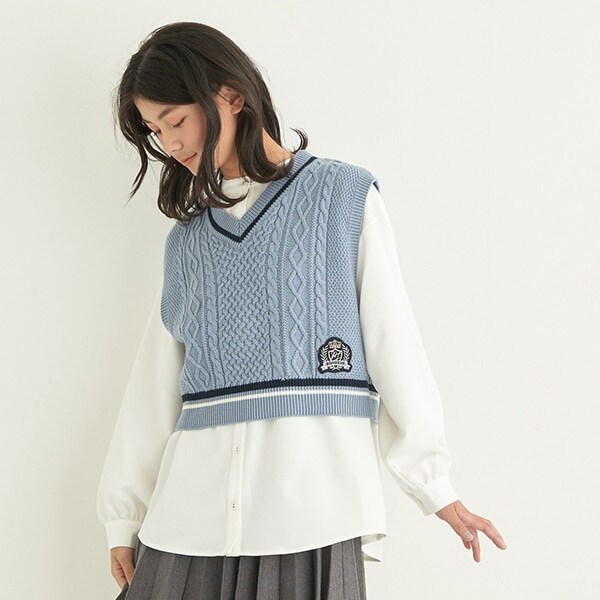 ブラウス+ニットベストセット