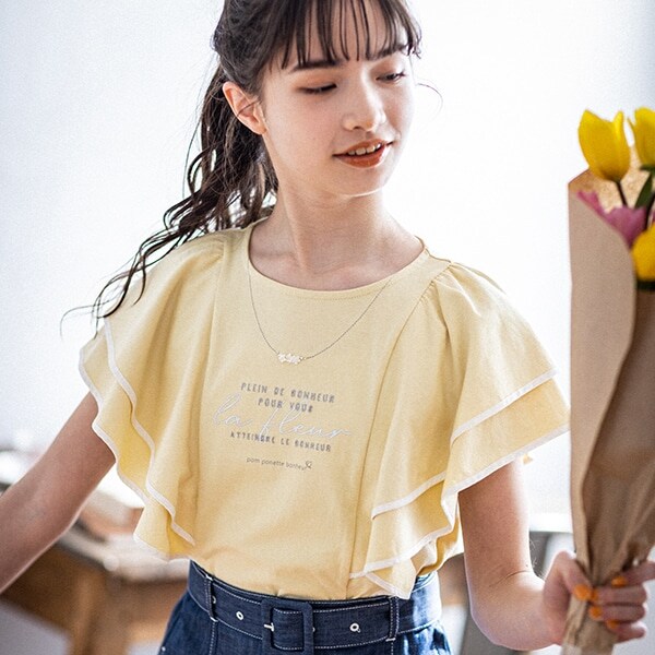 パイピングフレアネックレスTシャツ