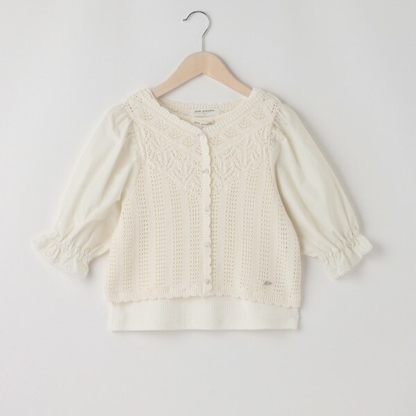 クロシェ編みトップス+タンクトップセット