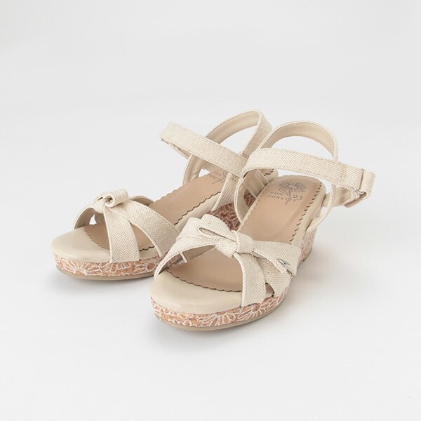 リボンウェッジソールサンダル