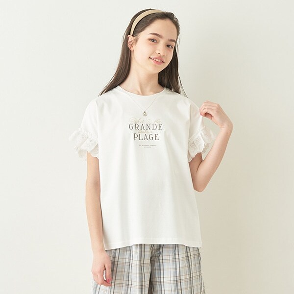 袖フレアネックレスTシャツ