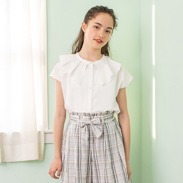 ボウタイフリル衿ブラウス