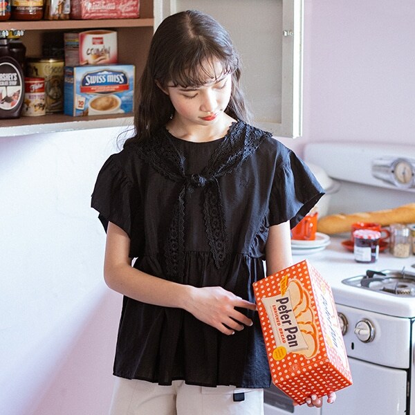 クロシェスカーフブラウス