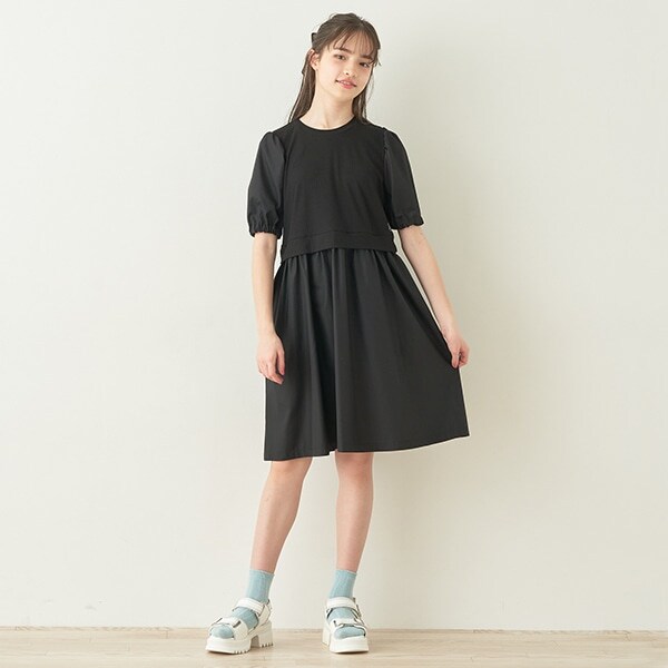 レイヤード風パフスリーブワンピース