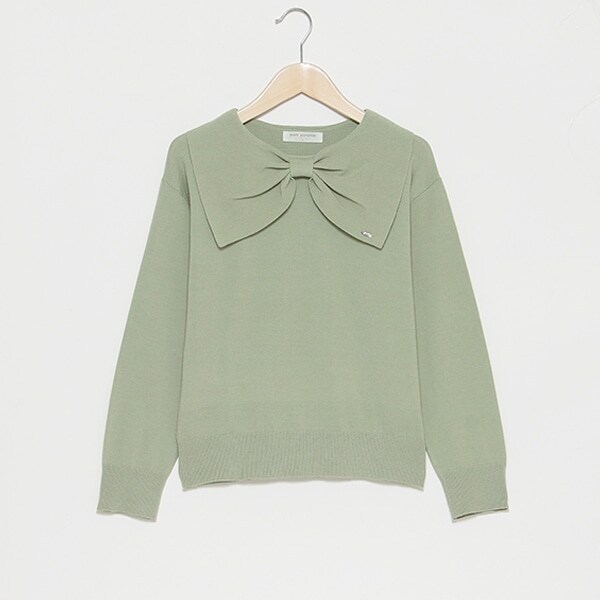 リボン衿ニット