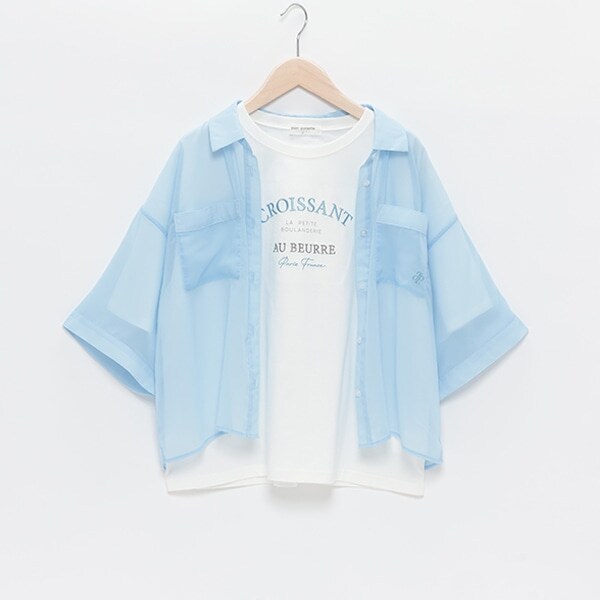 半袖シアーシャツ+ロゴTシャツセット