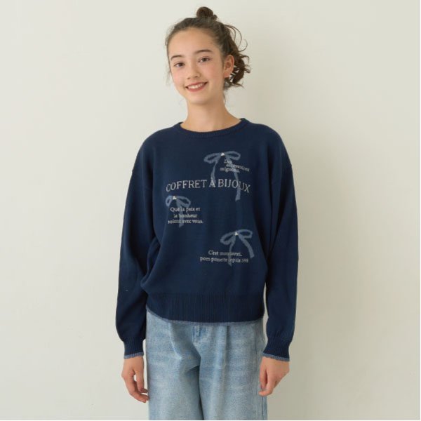 リボンジャガードニット