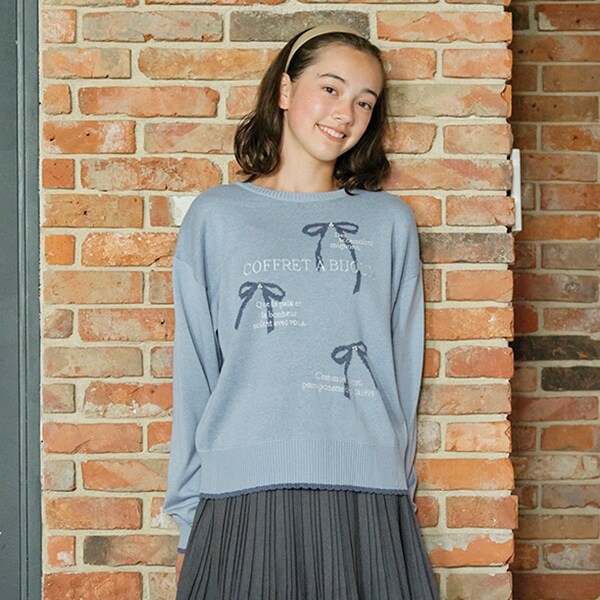 リボンジャガードニット