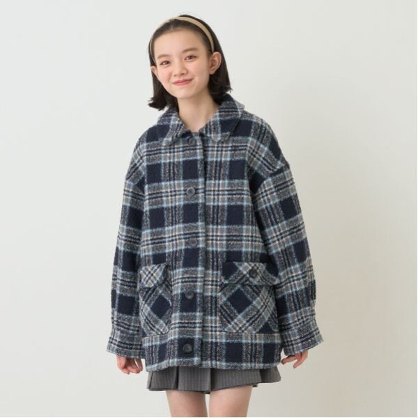 チェックコクーンコート
