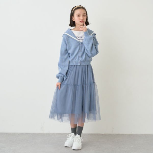 セーラーカーディガンチュールワンピースセット