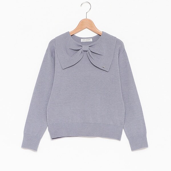 リボン衿ニット