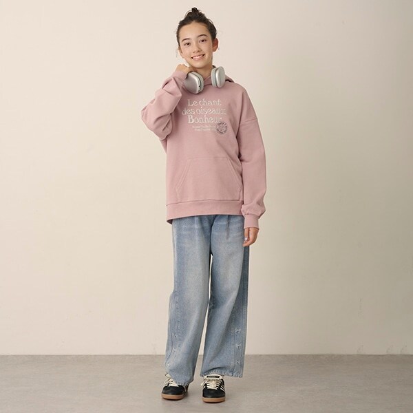 ベルトつきウォッシュドワイドデニム