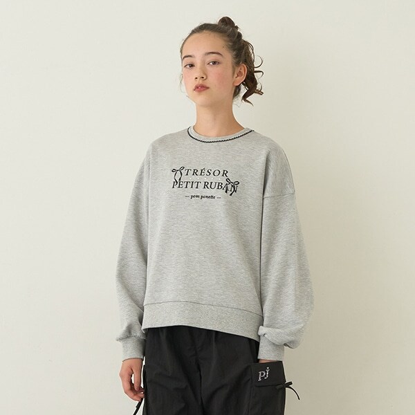 リボン刺しゅうダンボールプルオーバー