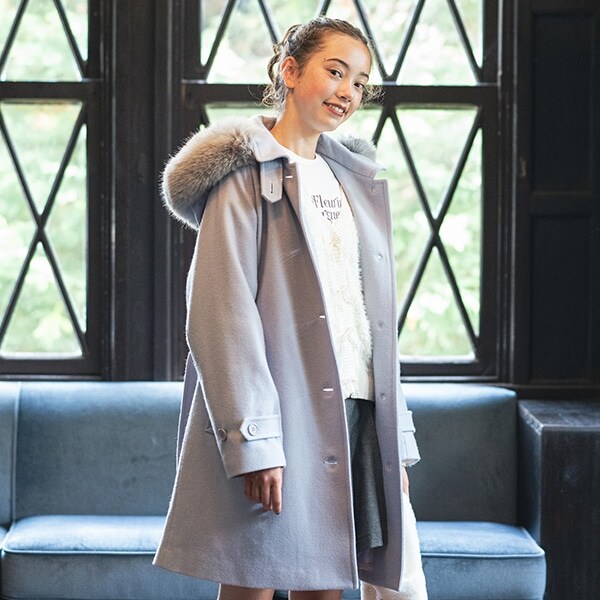 ステンカラーフーディウールコート