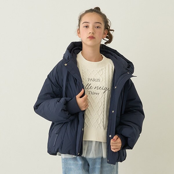 【撥水】【家庭洗濯可】リボンチャームつきダウンジャケット