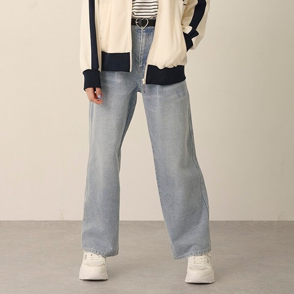 【ニコ☆プチ掲載】ハートベルト付きウォッシュドデニムパンツ