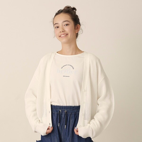 【Cuugal掲載】メッシュニットカーディガンロンTセット